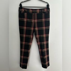 Loft Outlet plaid pants, black with red, yellow and white, size 12